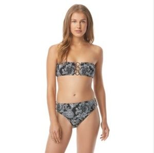 Michael Kors:Black,Grey&White Print Bandeau Bikini